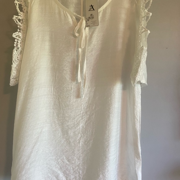 AZ blouse white bohemian size s/m - Picture 2 of 3